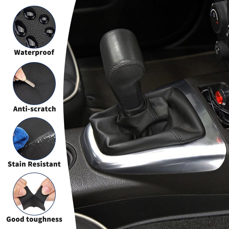 KBH Car Gear Shift Knob Boot Cover for Hummer H3 2005 2006 2007 2008 2009 2010 2011, Vinyl Leather Upholstery, Shifter Dust Covering Skin Replacement, Black - Image 3